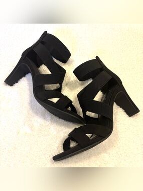 Xappeal Black Strappy Mid Heel Sandals